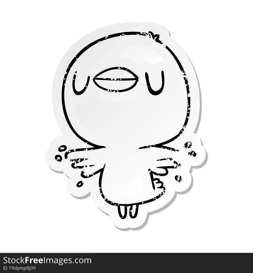 distressed sticker of a cartoon chick flapping wings