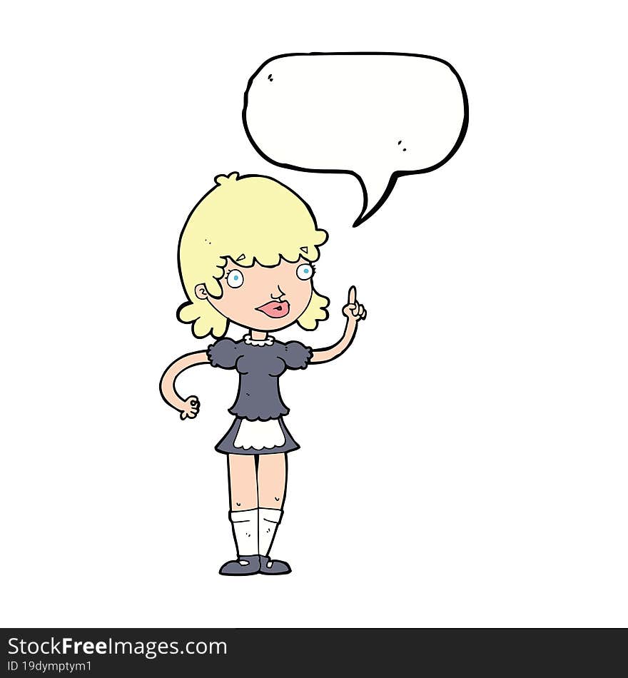 cartoon maid with speech bubble