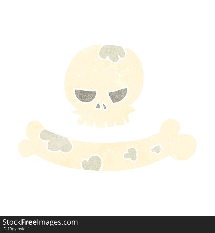 Retro Cartoon Skull And Bone Symbol