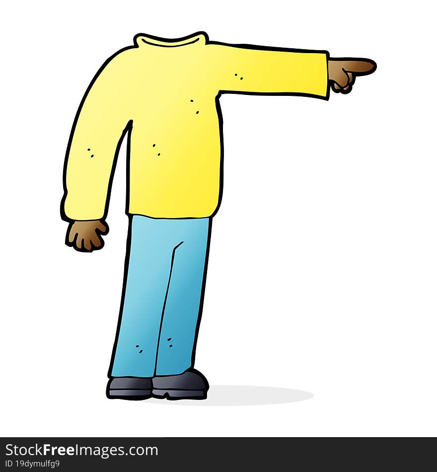 cartoon headless man pointing