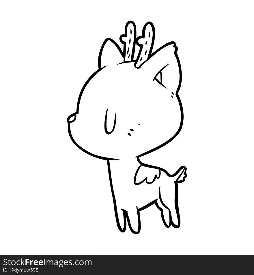 cute line drawing of a deer. cute line drawing of a deer