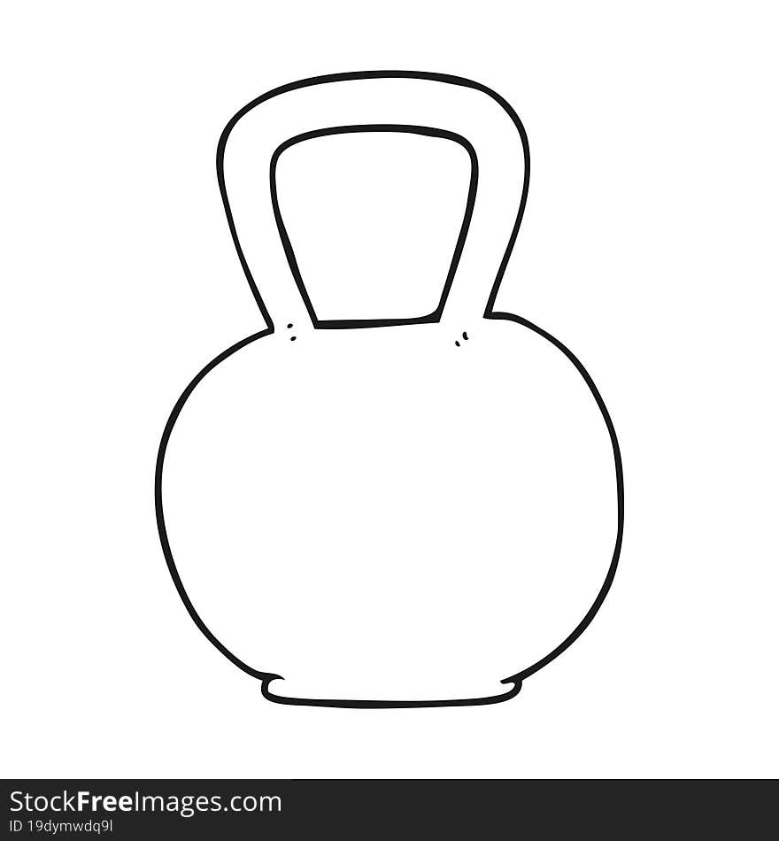 Black And White Cartoon Kettle Bell