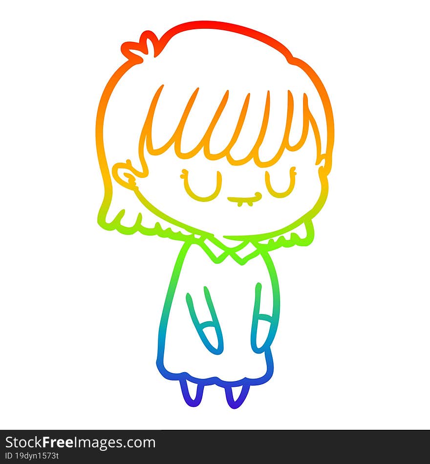 rainbow gradient line drawing of a cartoon woman