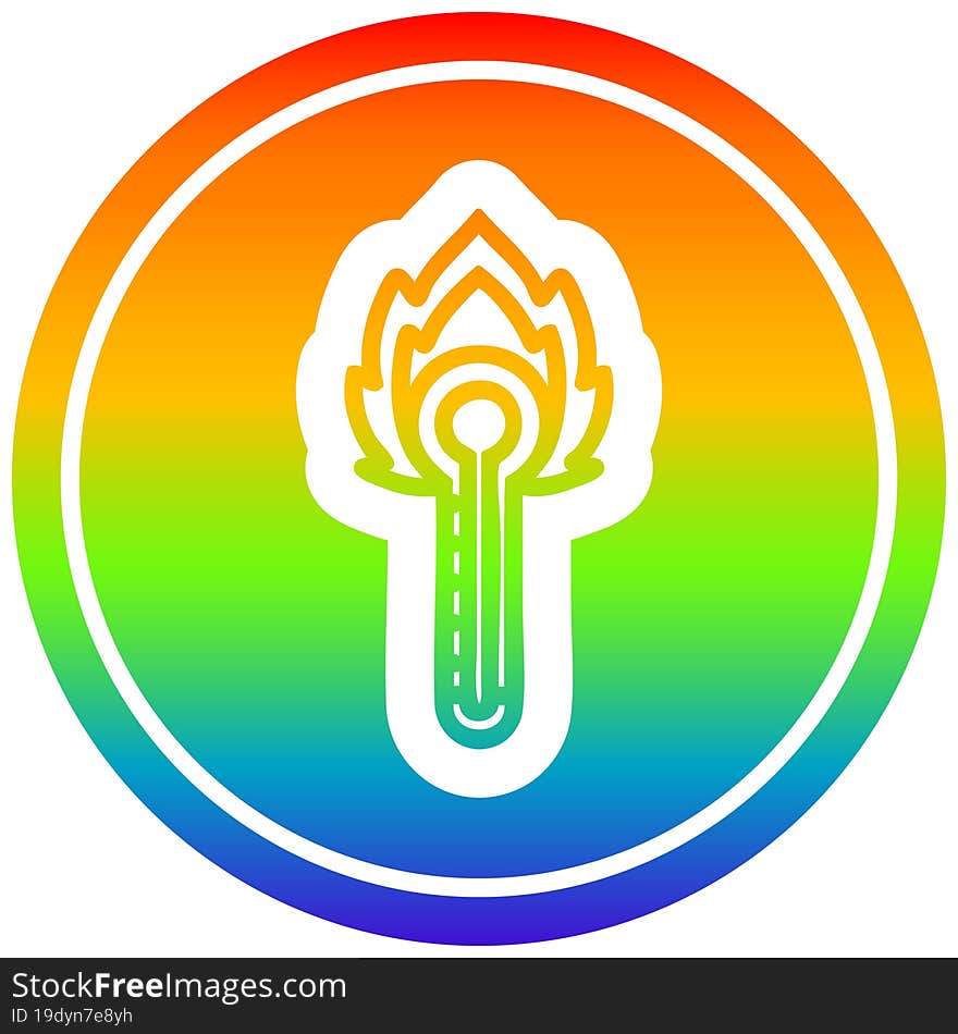 flaming thermometer circular in rainbow spectrum