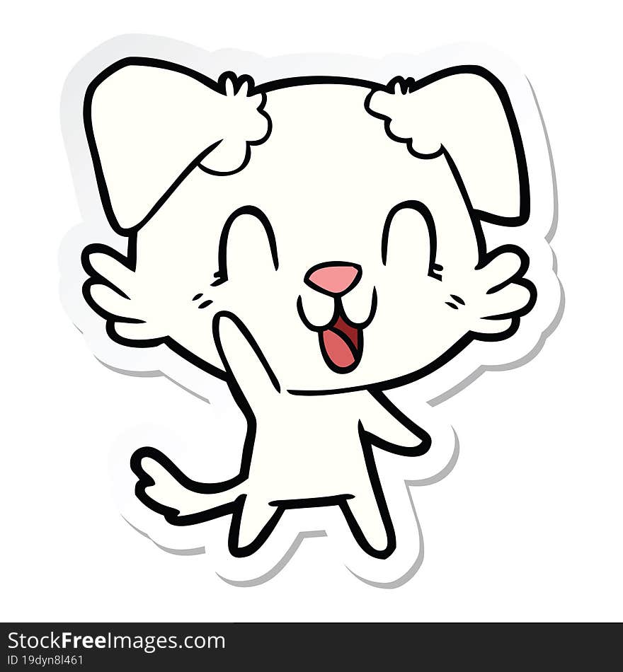 sticker of a laughing cartoon dog