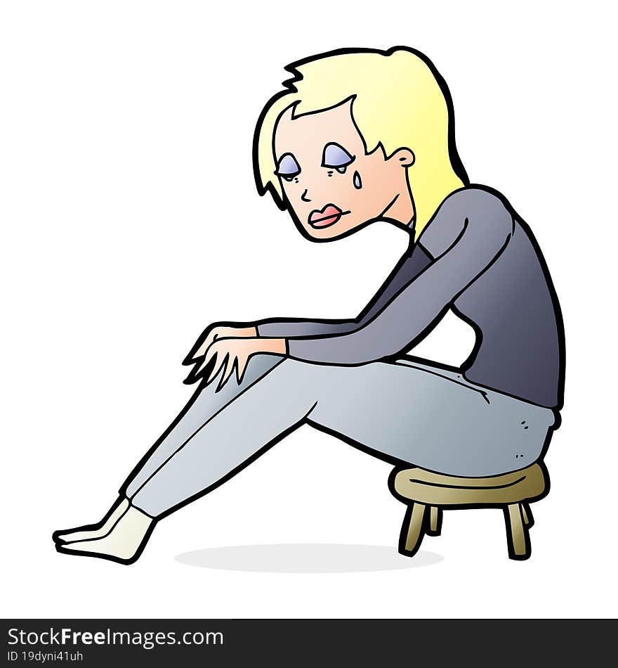 cartoon crying woman