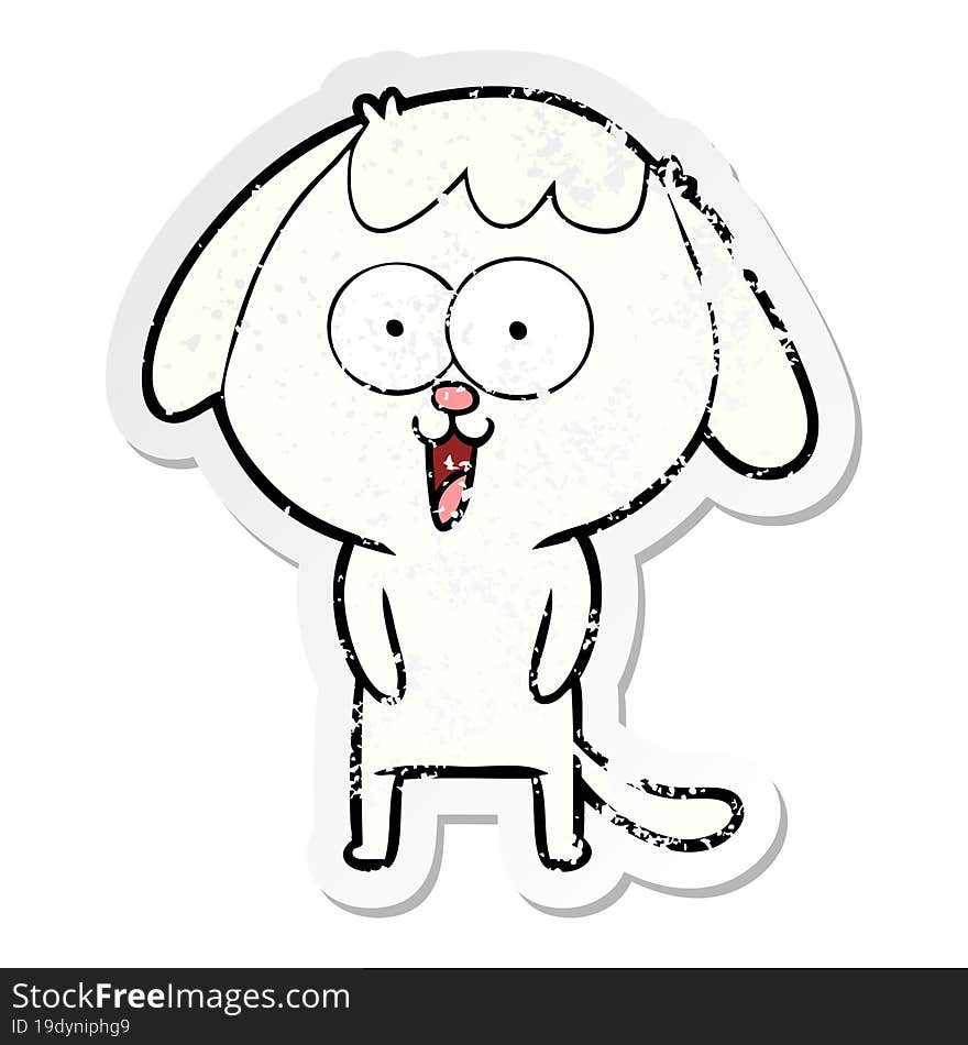 distressed sticker of a cute cartoon dog