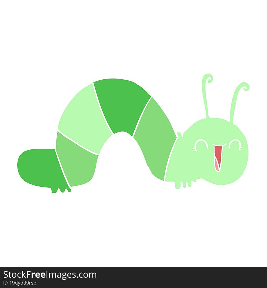 flat color style cartoon happy caterpillar