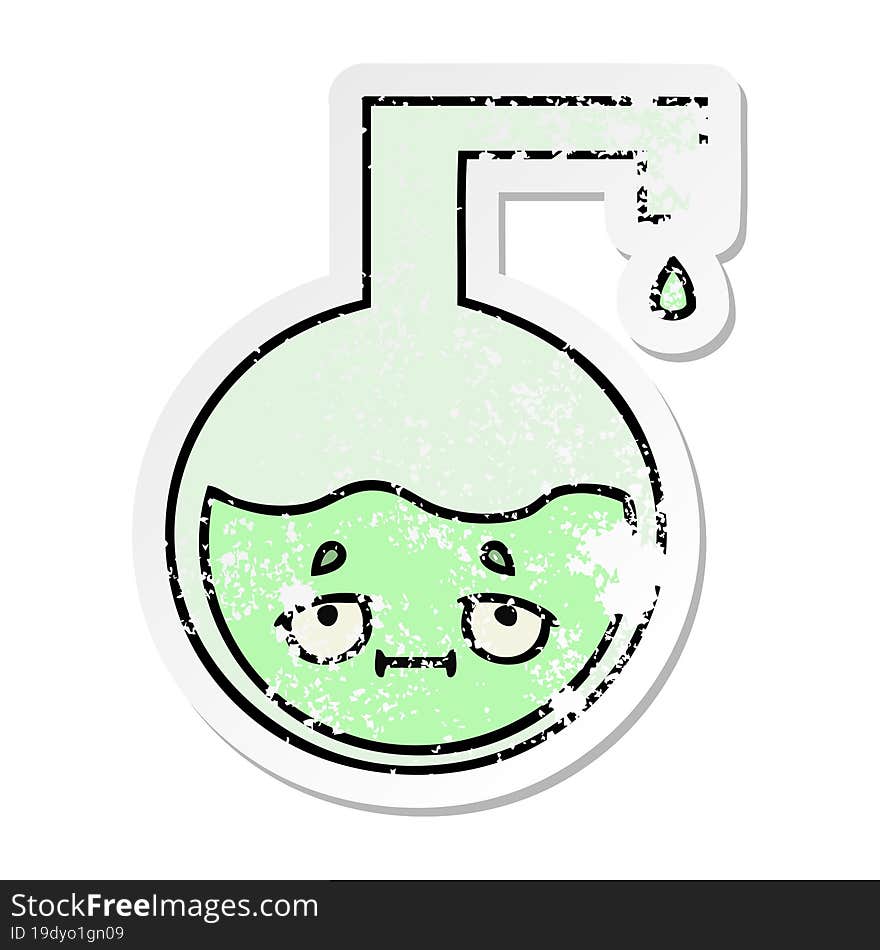 distressed sticker of a cute cartoon science experiment