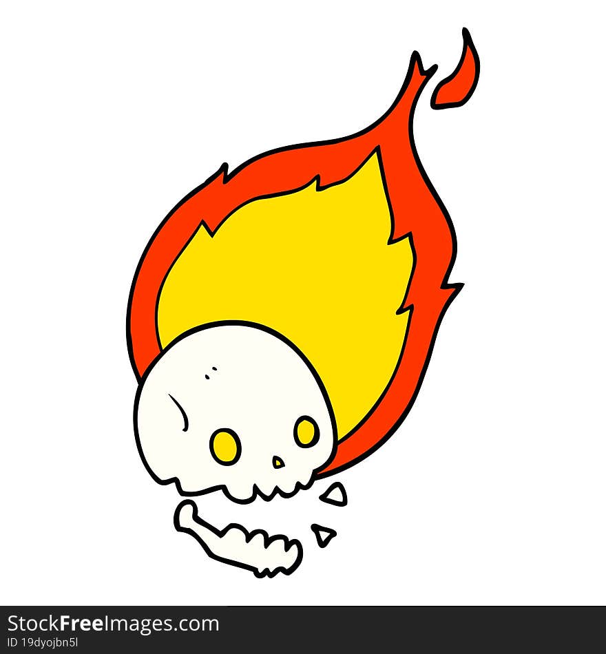 Spooky Cartoon Flaming Skull