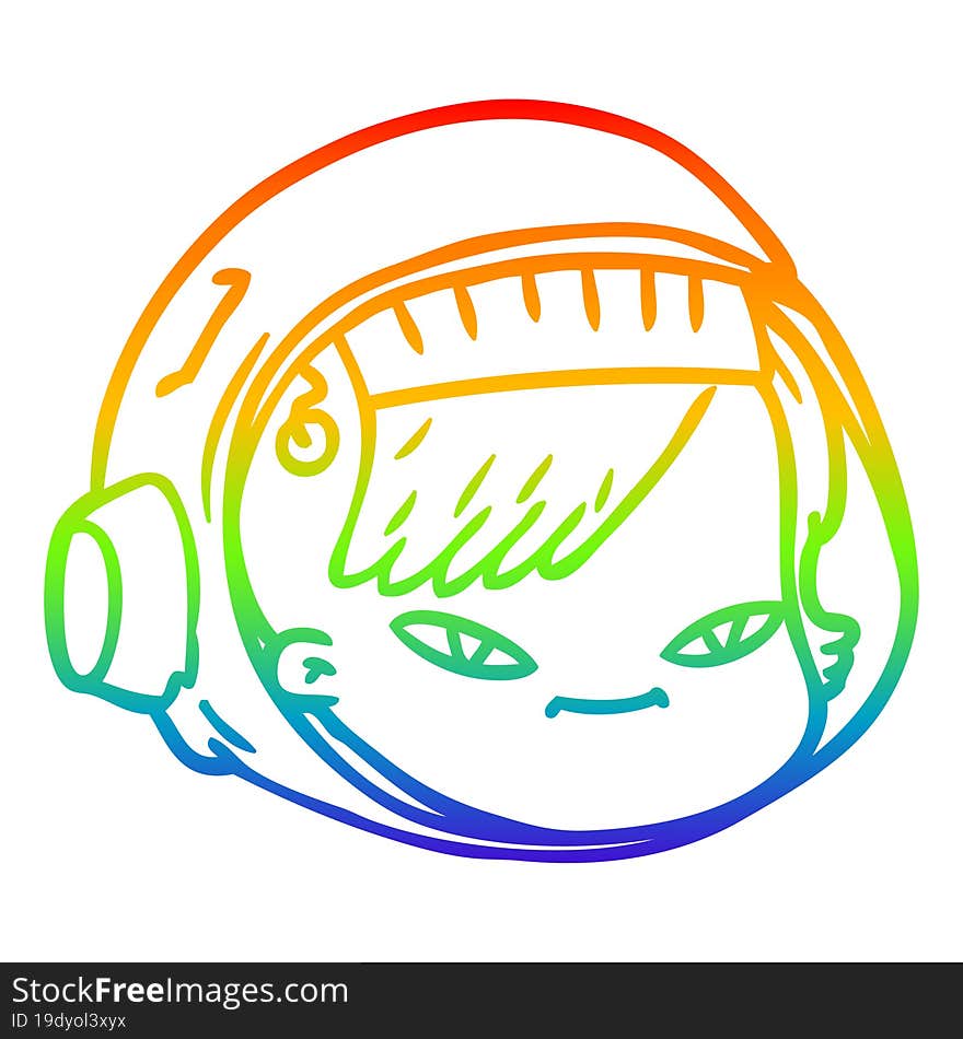 rainbow gradient line drawing cartoon astronaut face