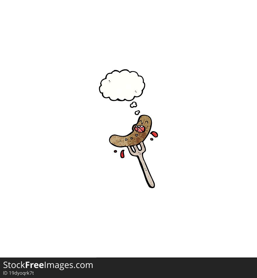 Sausage On Fork Cartoon