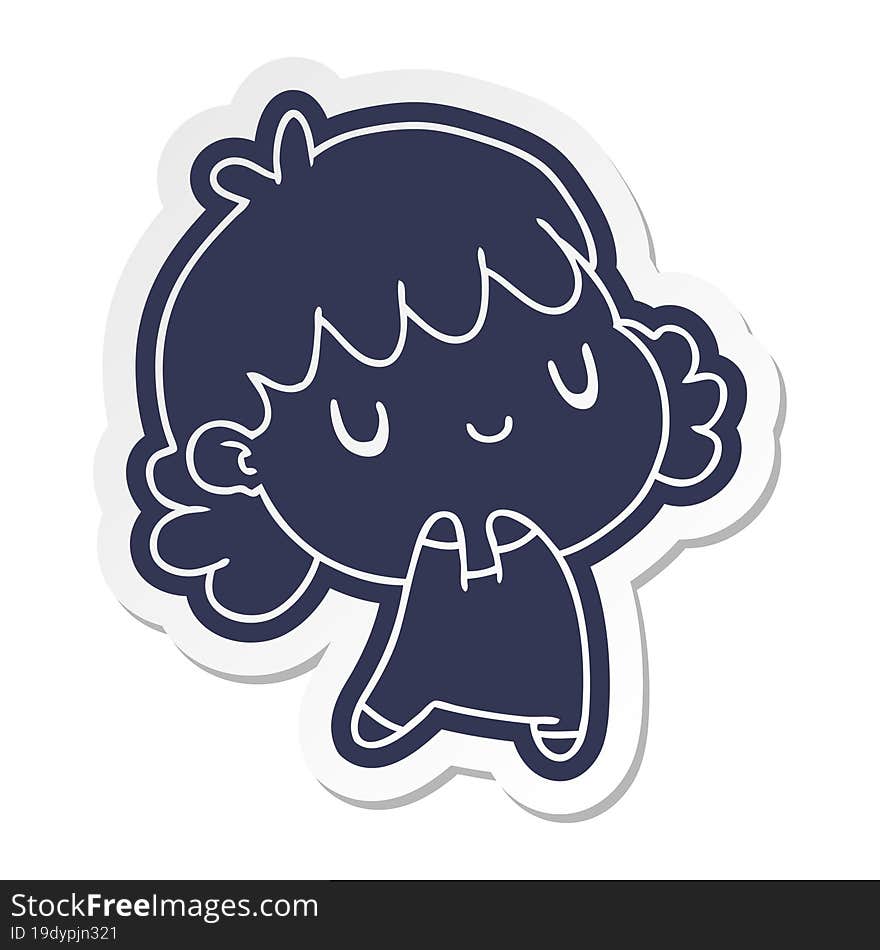 cartoon sticker of a cute kawaii girl