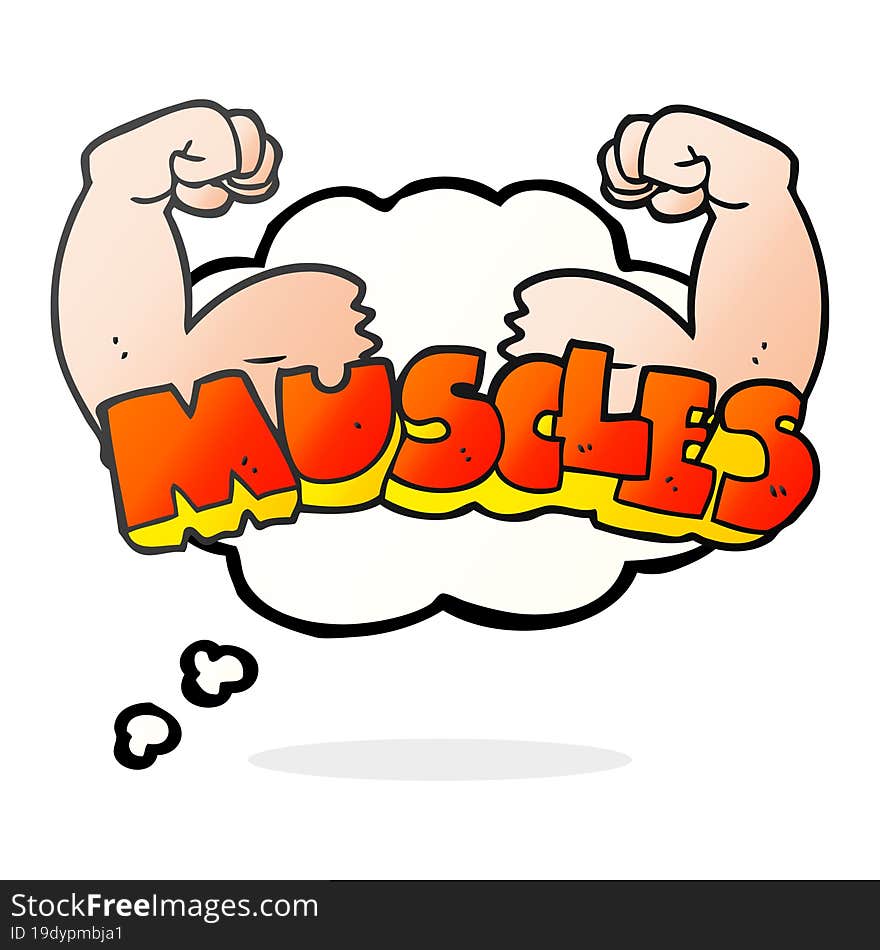 Thought Bubble Cartoon Muscles Symbol