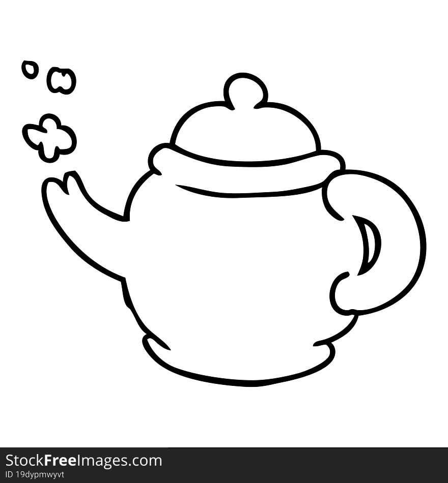 hand drawn line drawing doodle of a blue tea pot