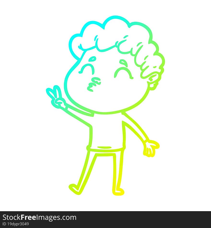 cold gradient line drawing cartoon man pouting