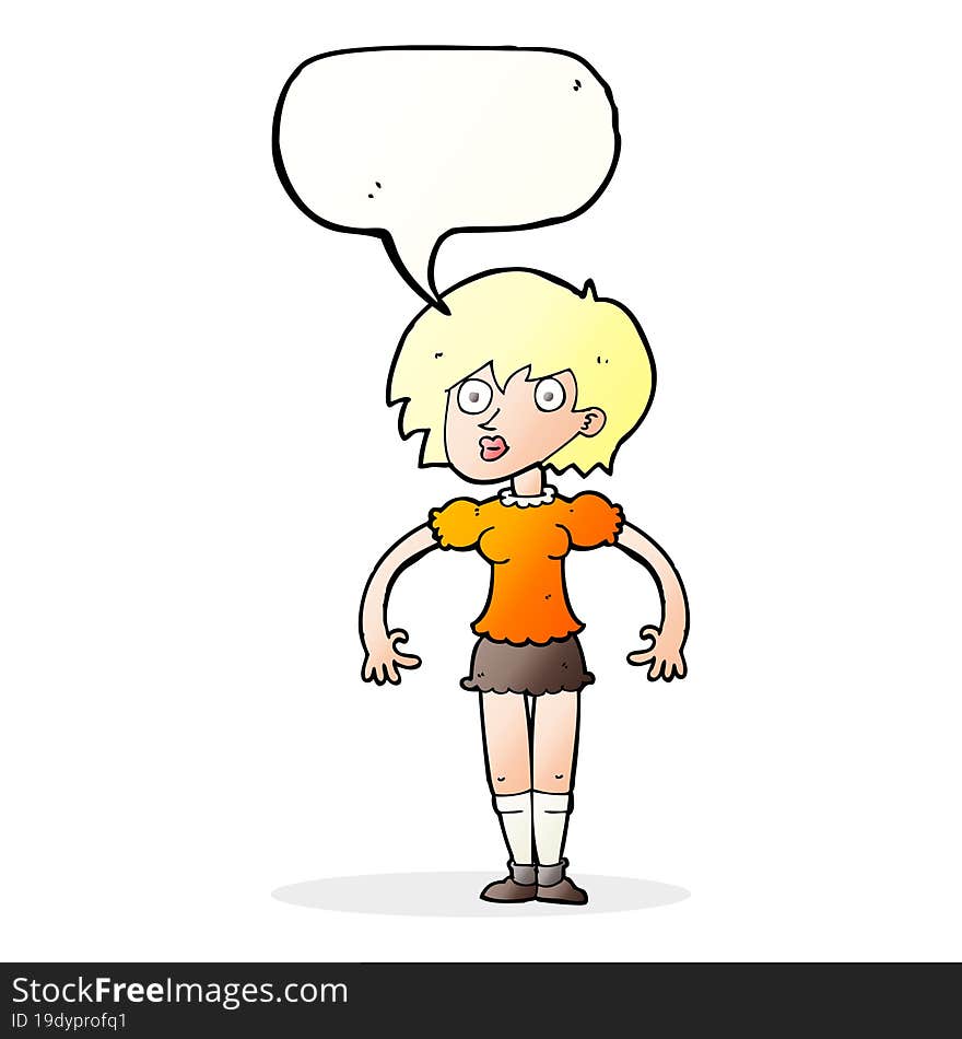 cartoon surprised woman with speech bubble