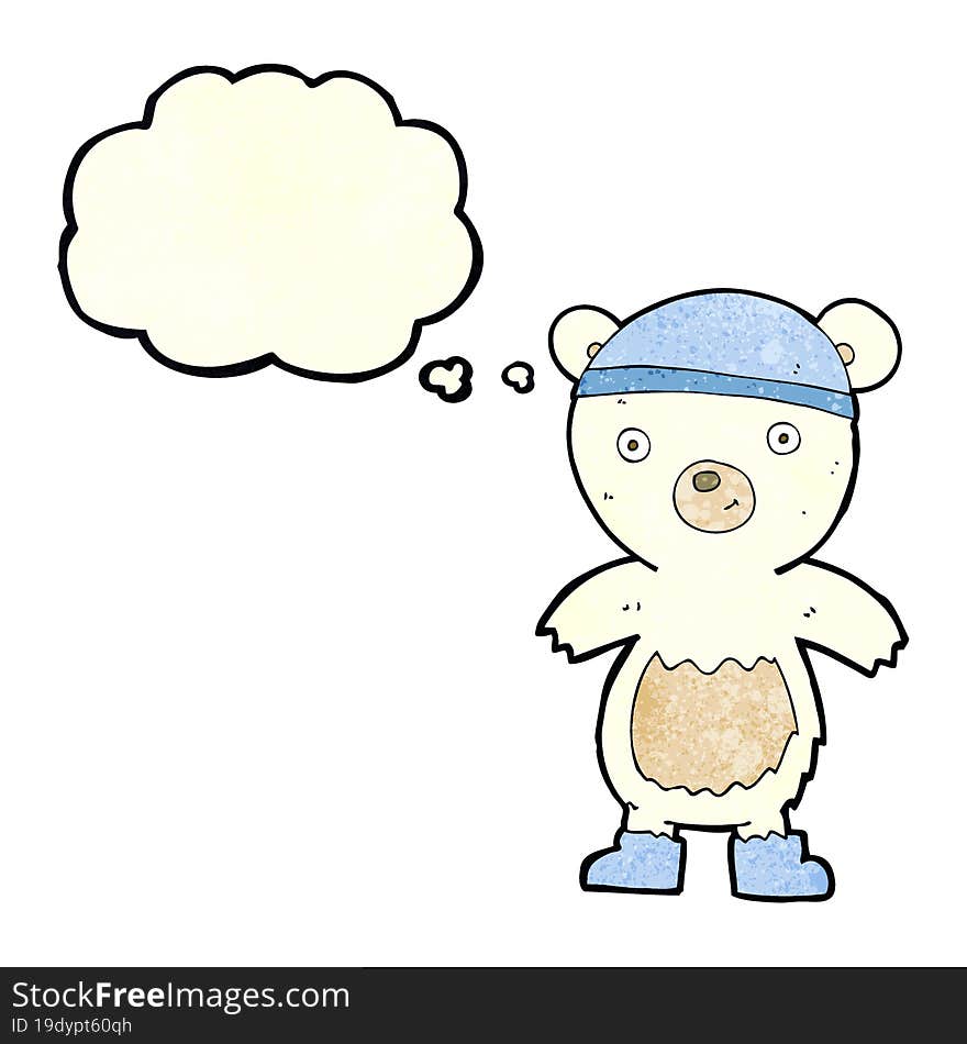 cartoon cute polar bear with thought bubble