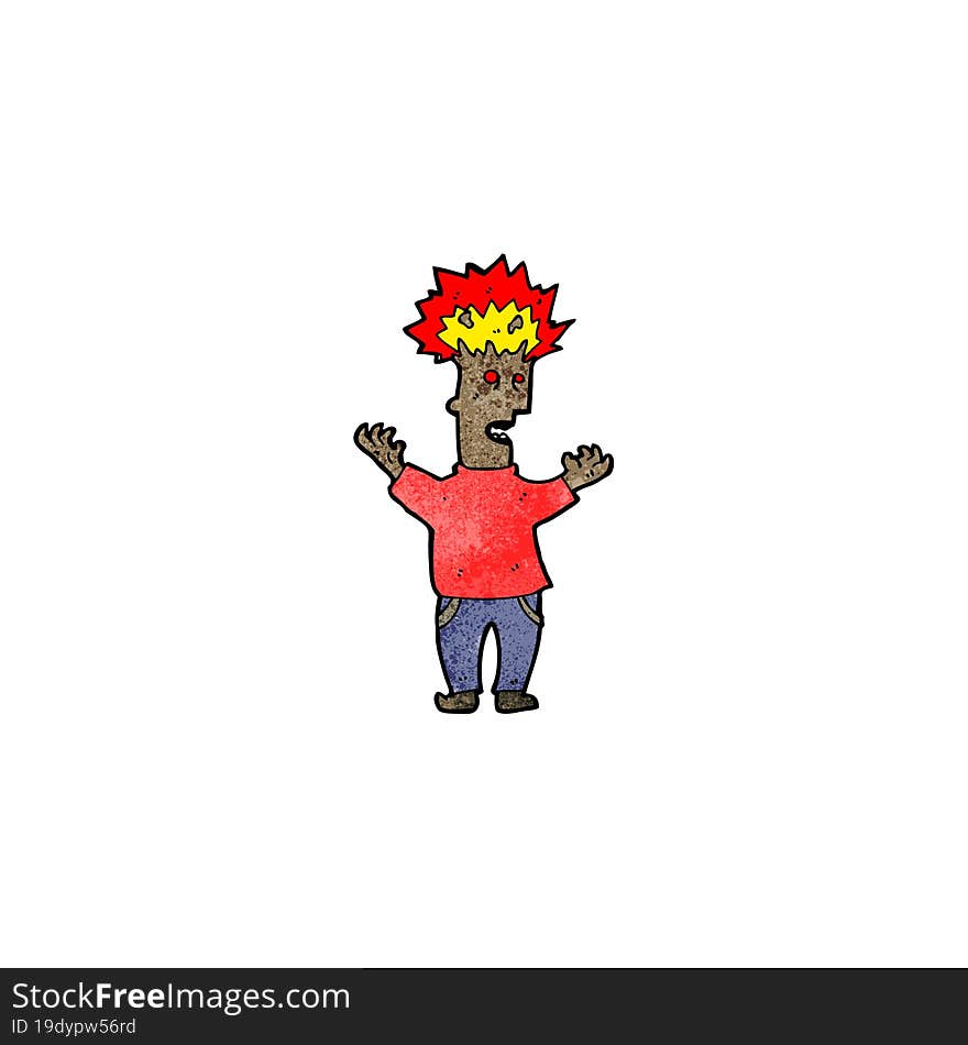 Cartoon Man With Exploding Head