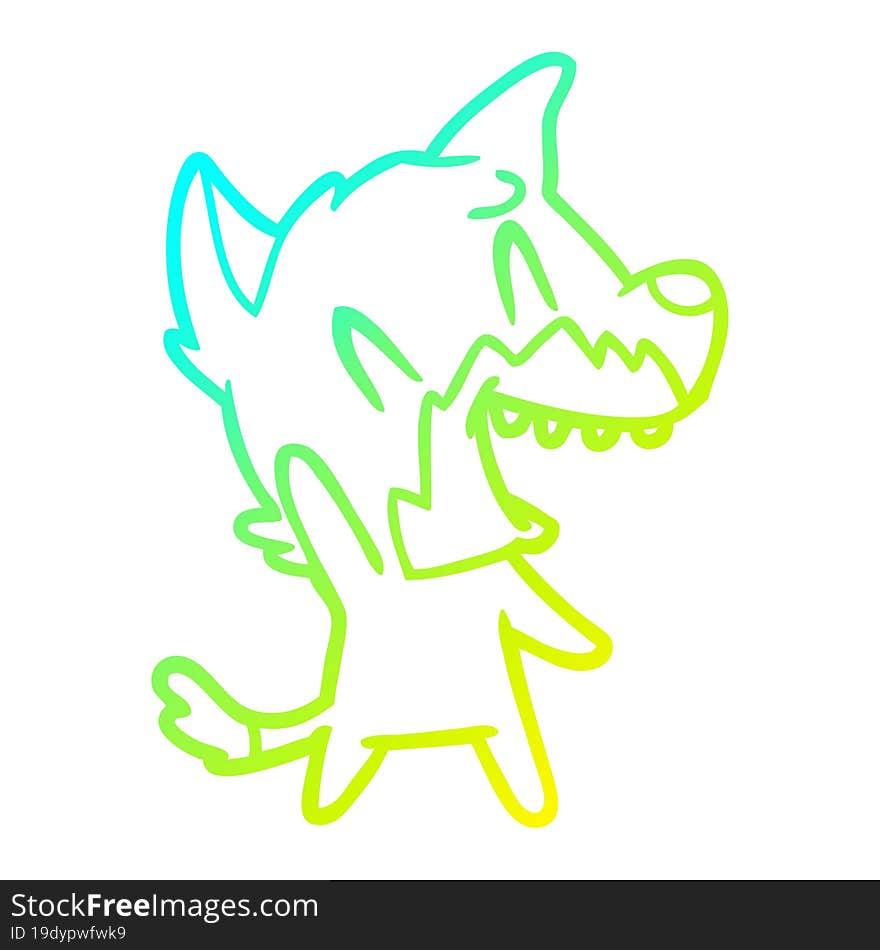 cold gradient line drawing laughing fox cartoon