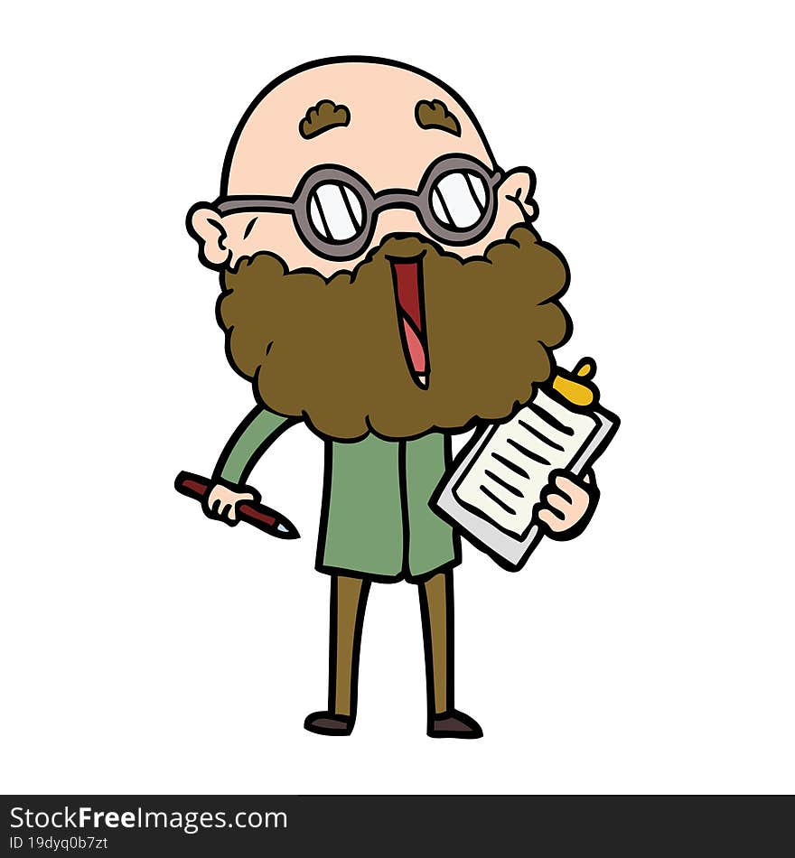 cartoon joyful man with beard. cartoon joyful man with beard