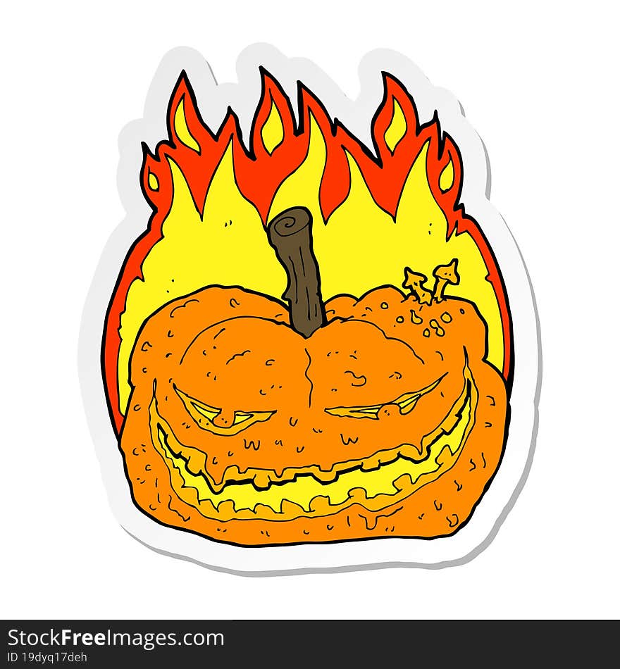 sticker of a cartoon halloween pumpkin