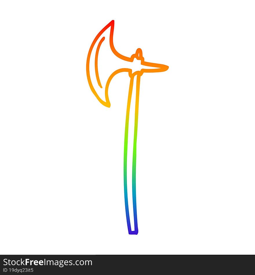 rainbow gradient line drawing cartoon medieval axe