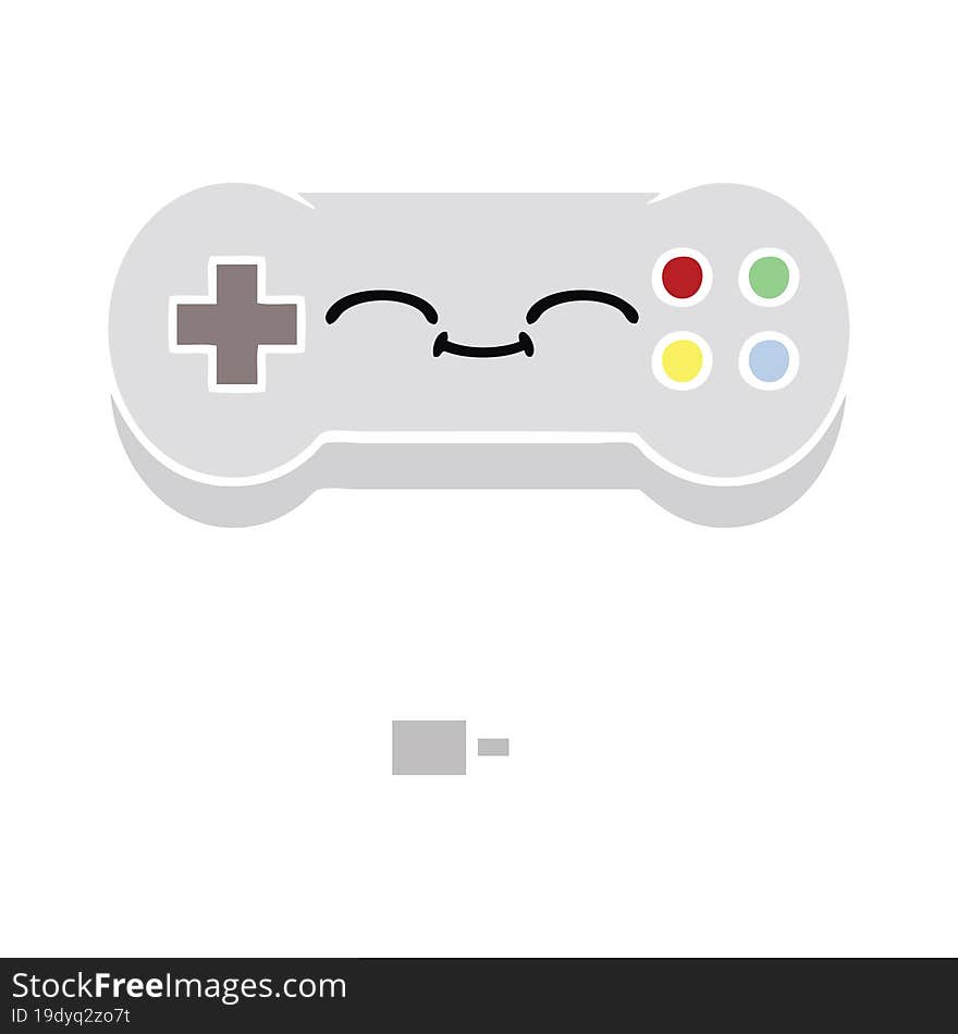 flat color retro cartoon game controller