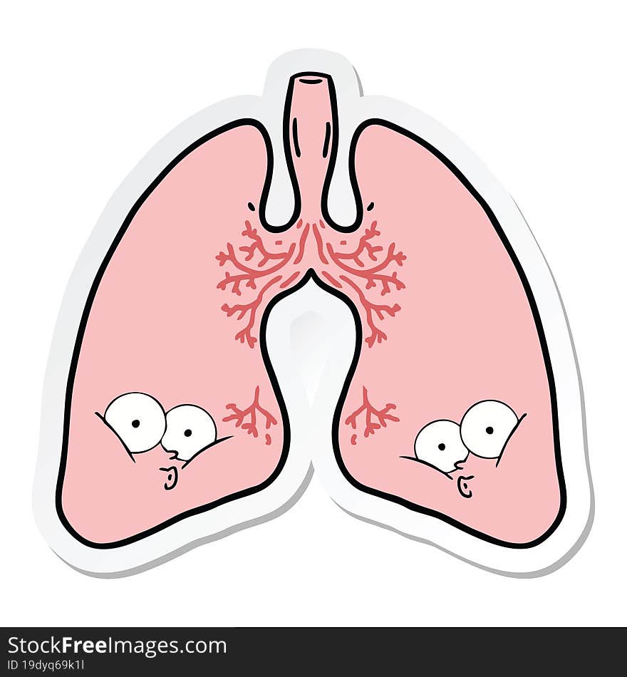 sticker of a cartoon lungs