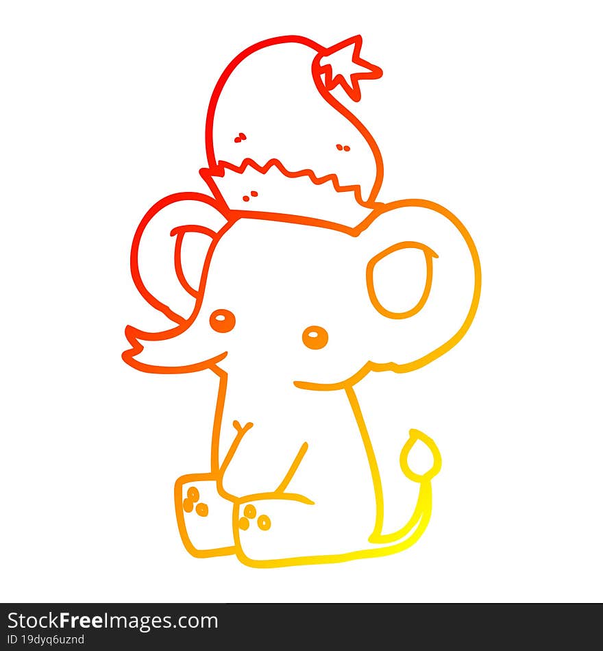 Warm Gradient Line Drawing Cute Christmas Elephant