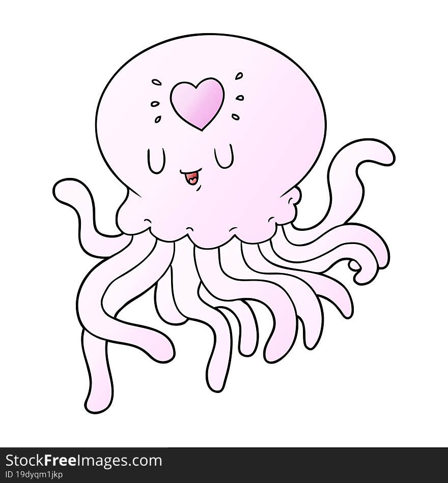 cartoon jellyfish in love. cartoon jellyfish in love