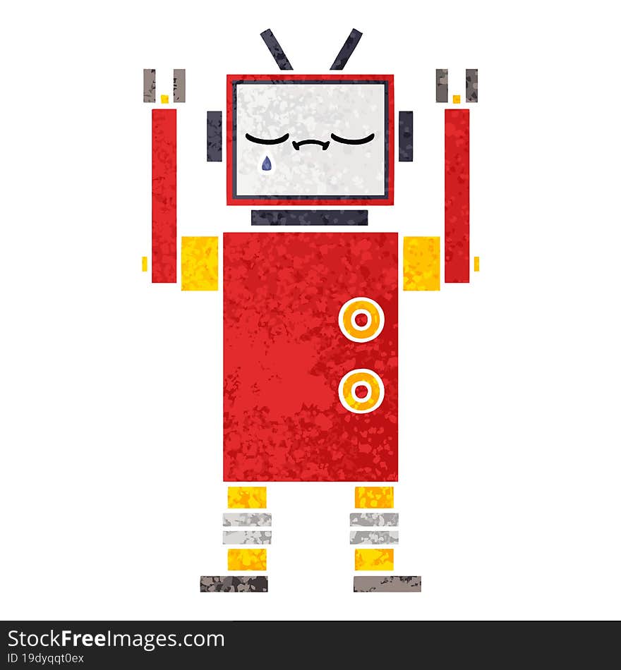 Retro Illustration Style Cartoon Robot