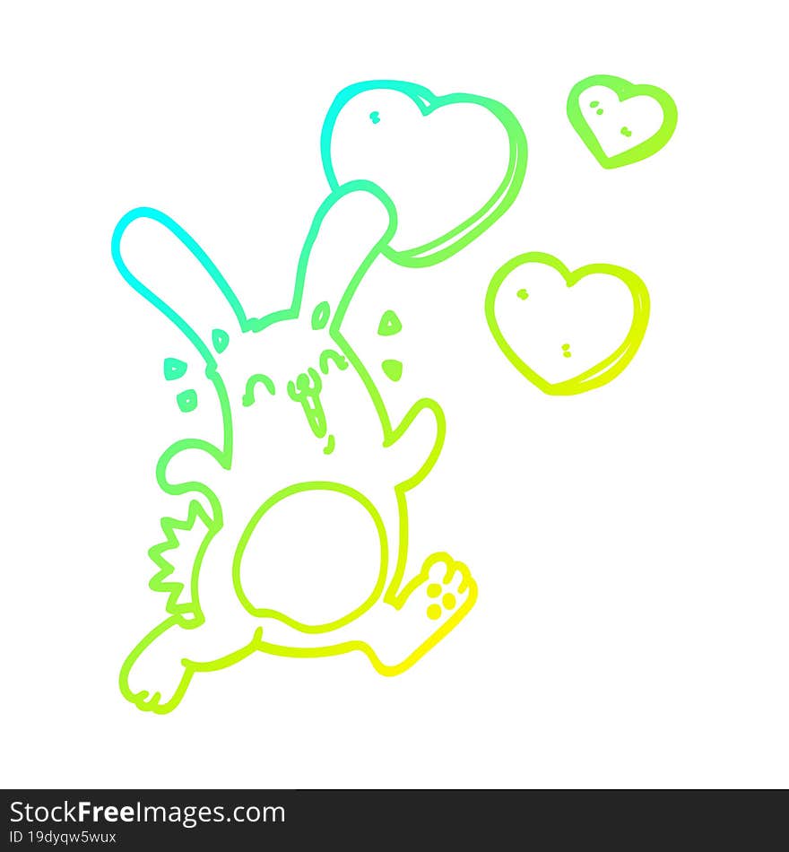 cold gradient line drawing cartoon rabbit in love