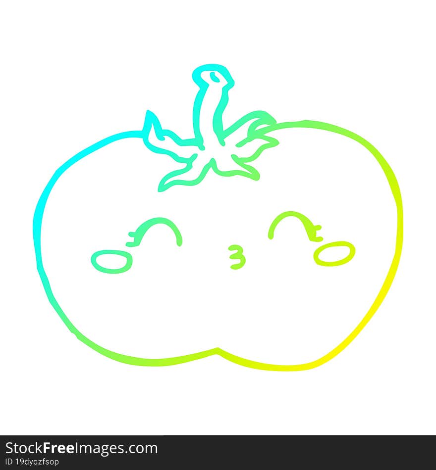 Cold Gradient Line Drawing Cartoon Tomato