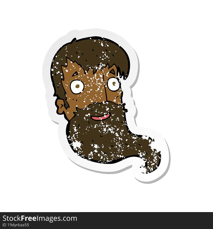 Retro Distressed Sticker Of A Cartoon Bearded Man