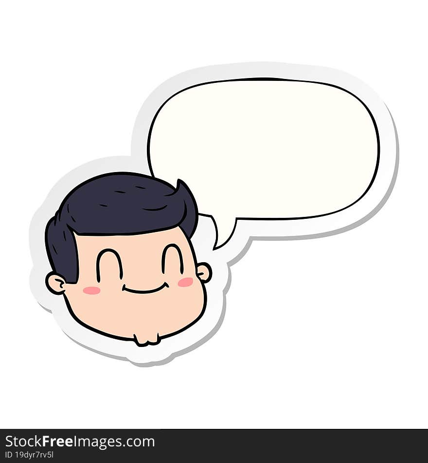 Cartoon Male Face And Speech Bubble Sticker