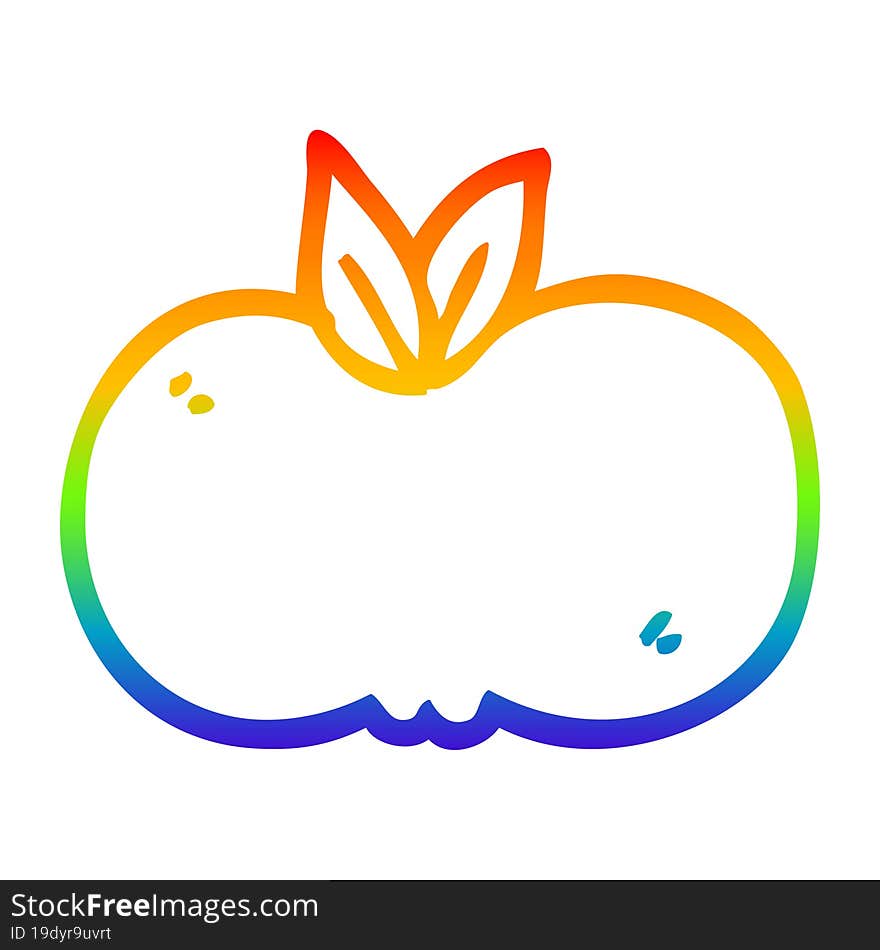 rainbow gradient line drawing cartoon apple