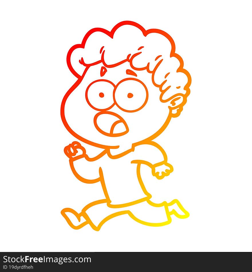 Warm Gradient Line Drawing Cartoon Man Gasping In Surprise