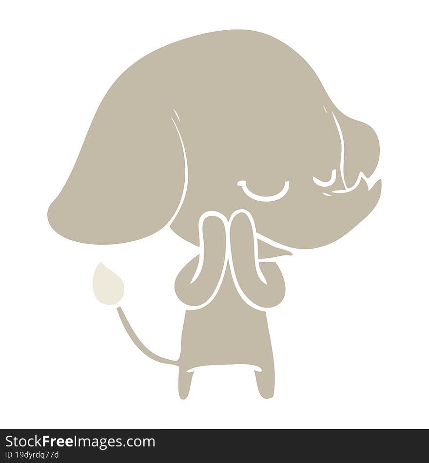 Flat Color Style Cartoon Smiling Elephant