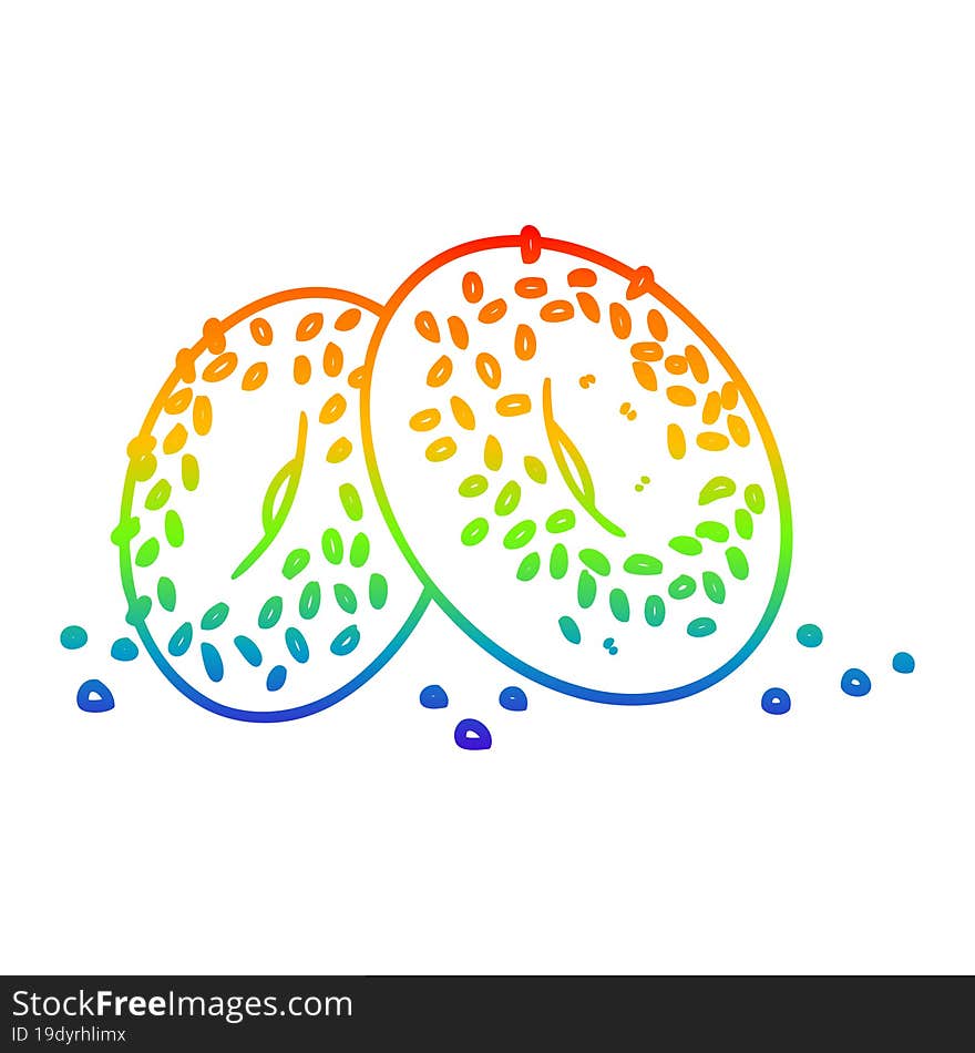 rainbow gradient line drawing cartoon bagels