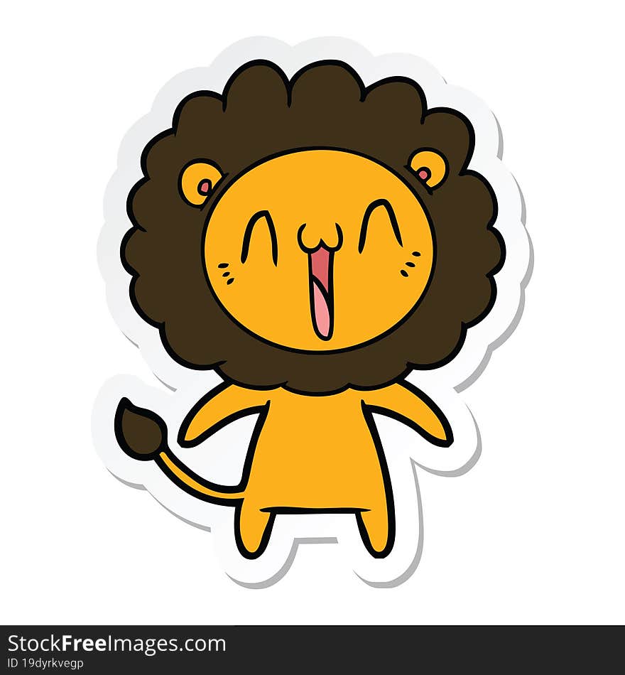 sticker of a happy cartoon lion