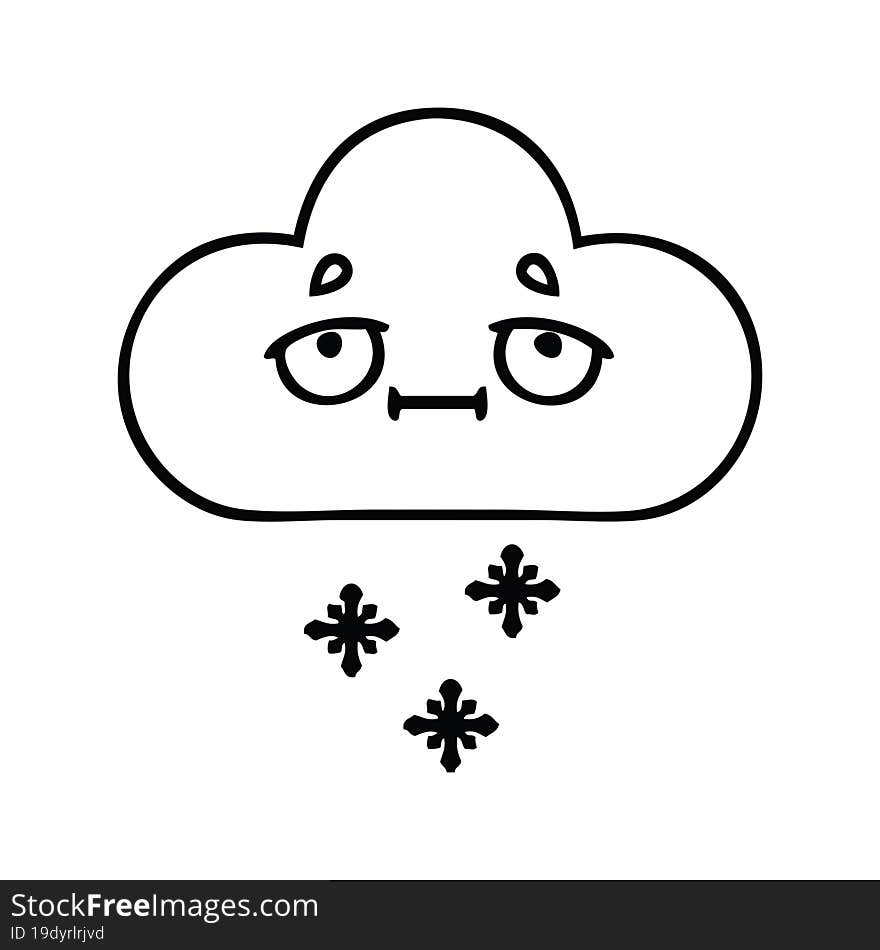 line drawing cartoon snow cloud