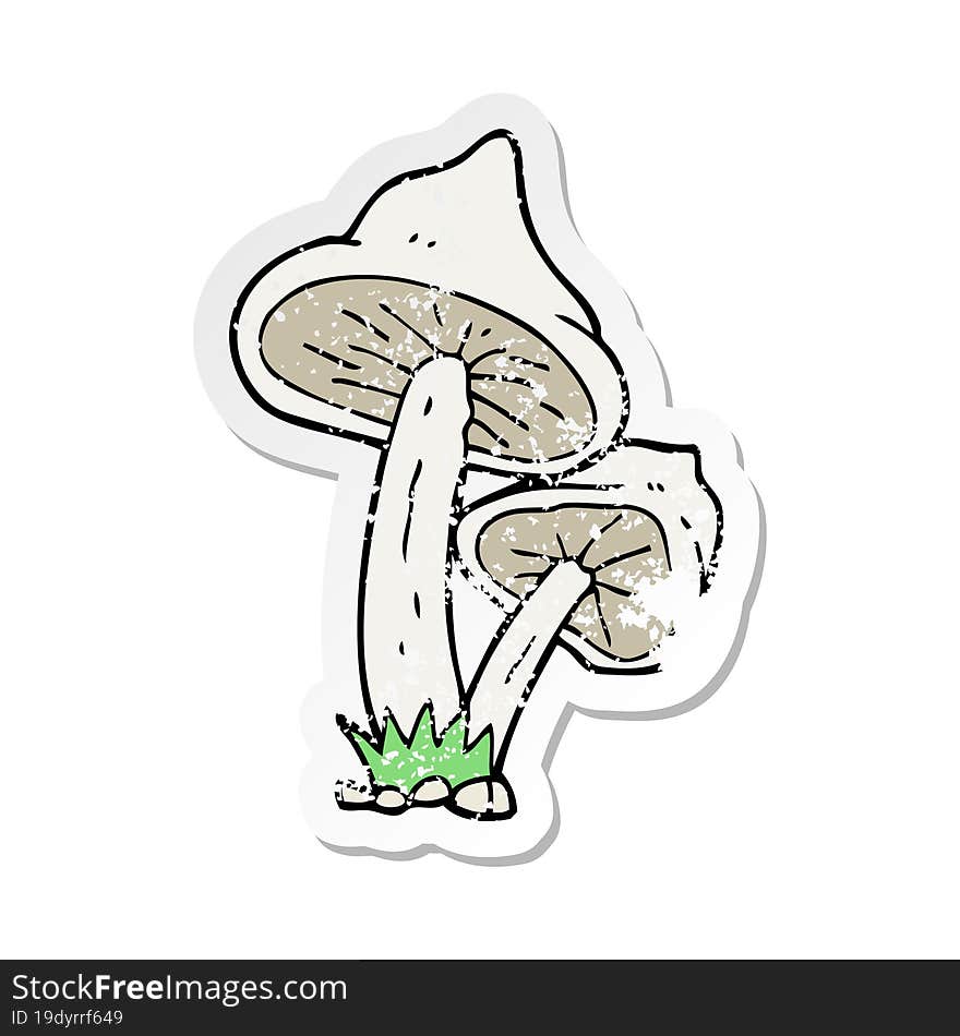 retro distressed sticker of a cartoon mushroom