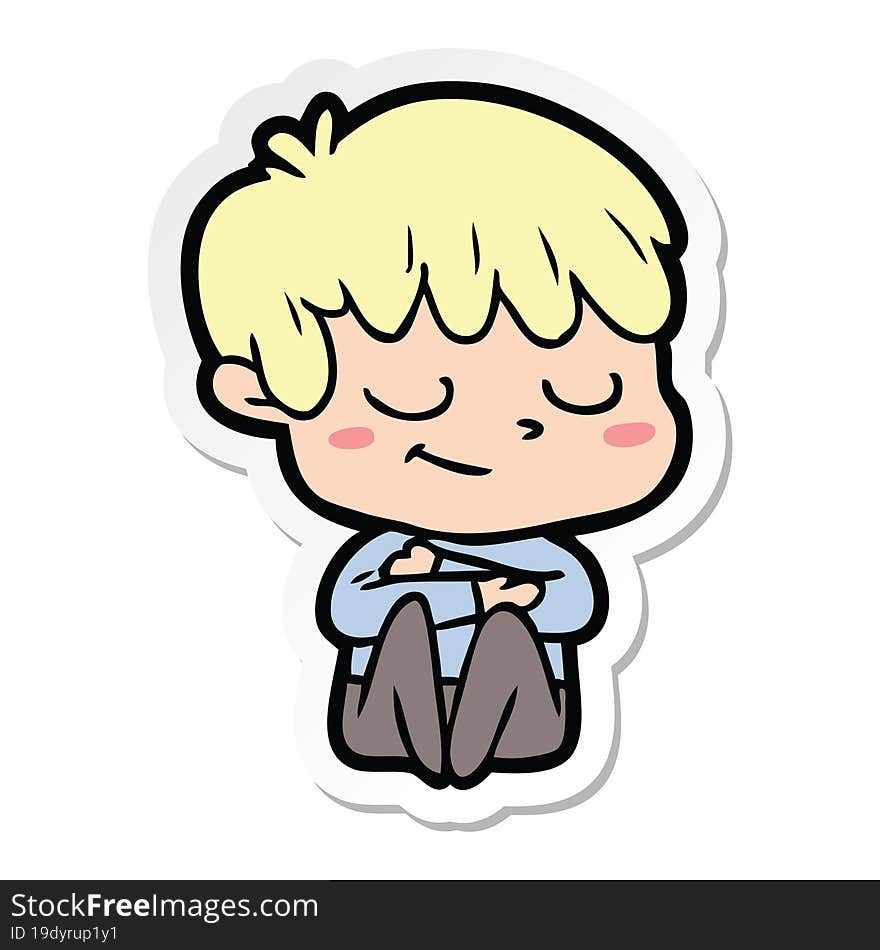 sticker of a cartoon happy boy