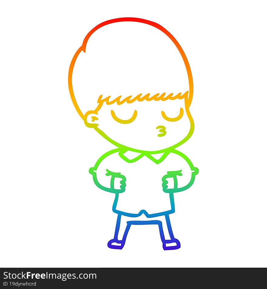 rainbow gradient line drawing cartoon calm boy