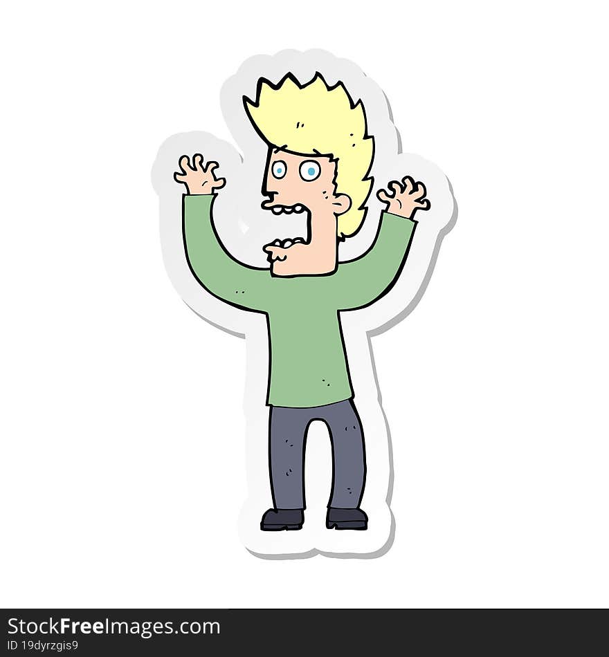 sticker of a cartoon terrified man