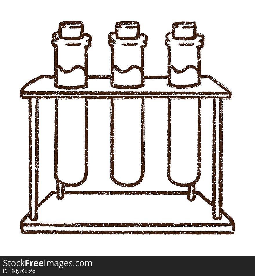 Test Tubes Charcoal Drawing