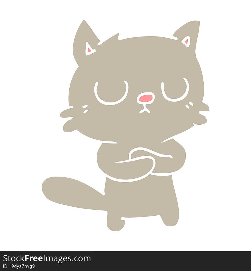 flat color illustration cartoon cat