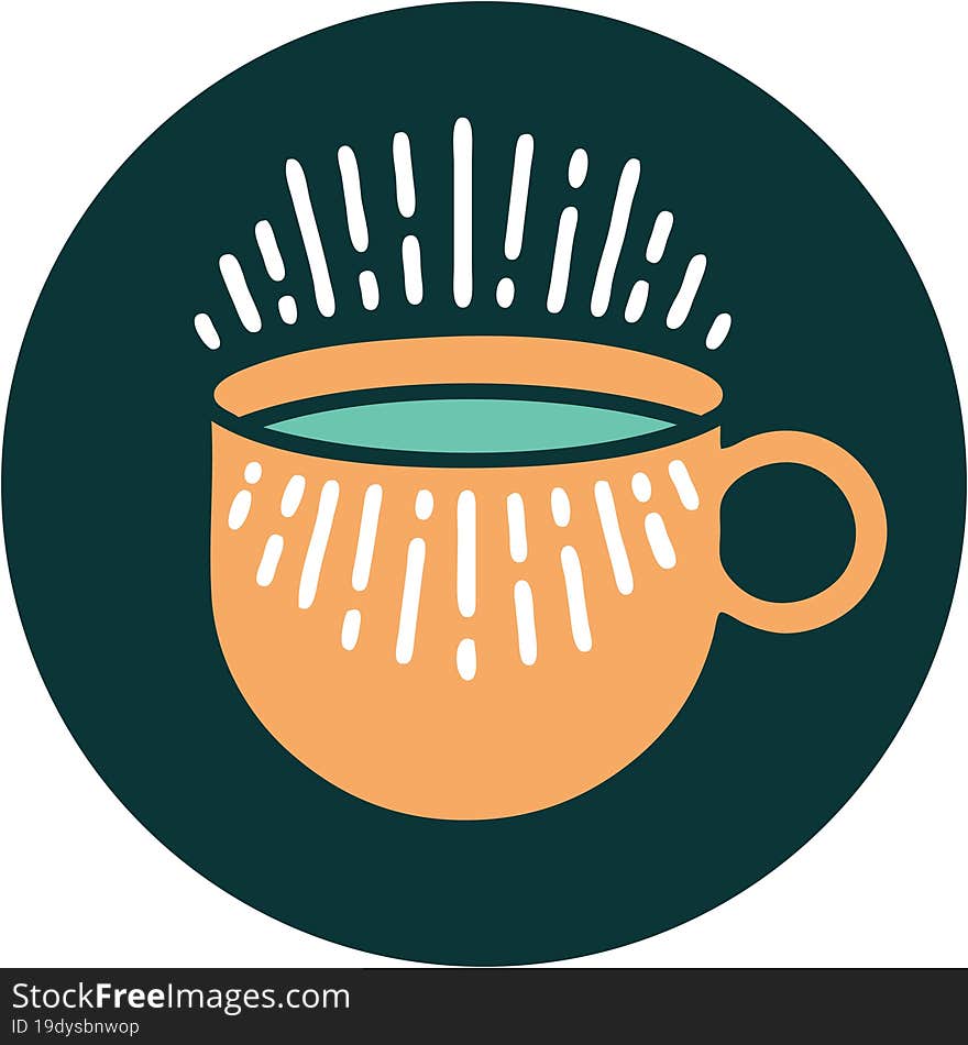 iconic tattoo style image of cup of coffee. iconic tattoo style image of cup of coffee