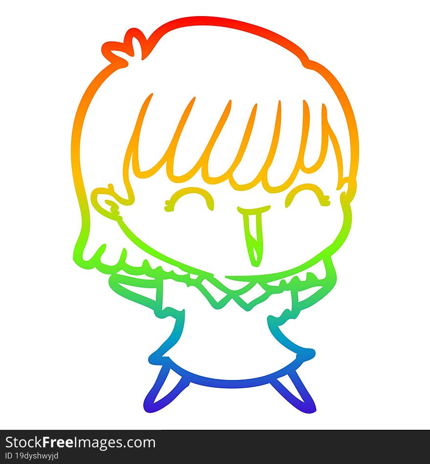 rainbow gradient line drawing of a cartoon woman